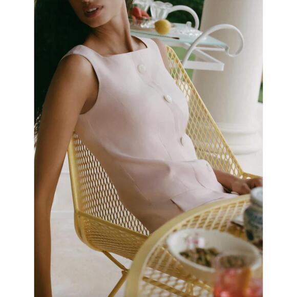 NEW VERONICA BEARD evan linen mini dress in pink shell